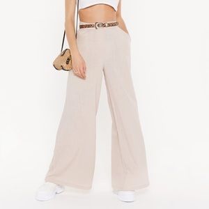 Nasty Gal Wide Leg Linen Trousers Pants